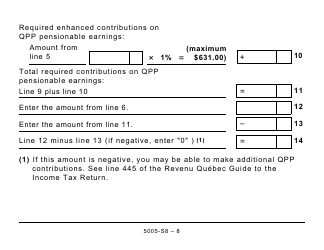 Form 5005-S8 Schedule 8 Quebec Pension Plan Contributions - Large Print - Canada, Page 8