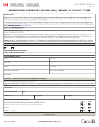 Form IMM0193 Sponsorship Agreement Holder (Sah) Change of Contact Form - Canada