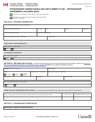 Document preview: Form IMM5373 Sponsorship Undertaking and Settlement Plan - Sponsorship Agreement Holders (Sah) - Canada