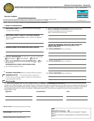 Document preview: Articles of Incorporation - Nonprofit - Oregon