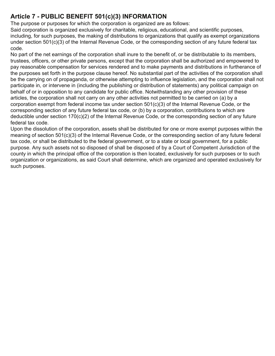 Articles of Incorporation - Nonprofit - Oregon, Page 3