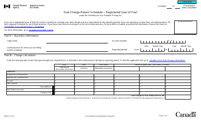 Document preview: Form B400-4 Fuel Charge Return Schedule - Registered User of Fuel - Canada