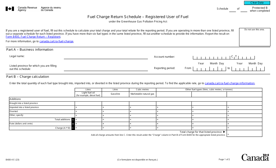 Form B400-4 Download Fillable PDF or Fill Online Fuel Charge Return ...