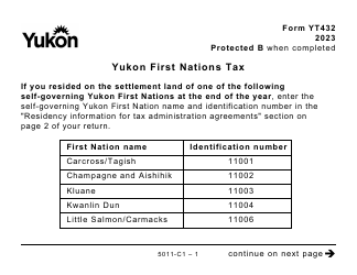 Form 5011-C1 (YT432) Yukon First Nations Tax - Large Print - Canada