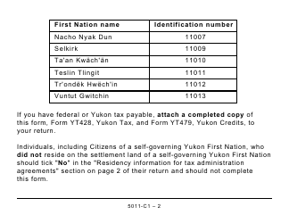 Form 5011-C1 (YT432) Yukon First Nations Tax - Large Print - Canada, Page 2