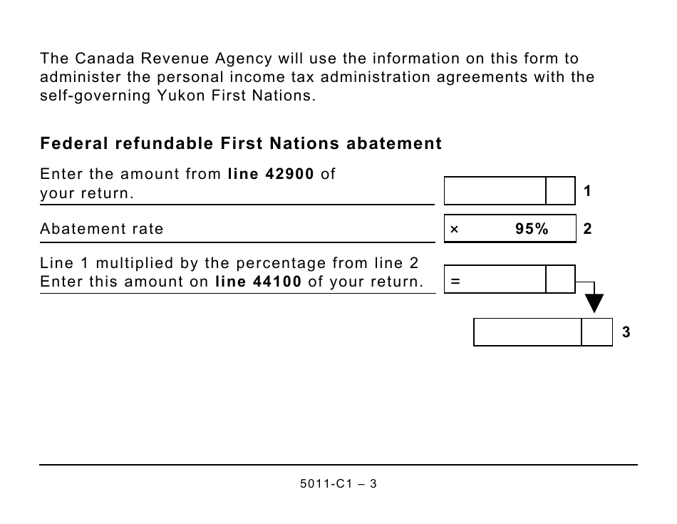 Form 5011-C1 (YT432) Yukon First Nations Tax - Large Print - Canada, Page 3