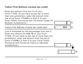 Form 5011-C1 (YT432) Yukon First Nations Tax - Large Print - Canada, Page 4