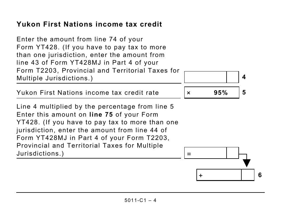Form 5011-C1 (YT432) Yukon First Nations Tax - Large Print - Canada, Page 4
