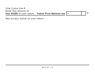 Form 5011-C1 (YT432) Yukon First Nations Tax - Large Print - Canada, Page 5