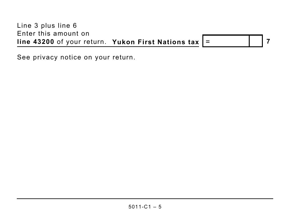 Form 5011-C1 (YT432) Yukon First Nations Tax - Large Print - Canada, Page 5