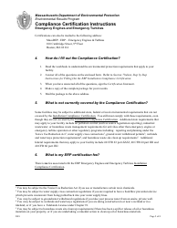 Instructions for Installation Compliance Certification for New Emergency Engines and Emergency Turbines - Massachusetts, Page 2