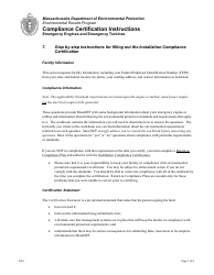 Instructions for Installation Compliance Certification for New Emergency Engines and Emergency Turbines - Massachusetts, Page 3