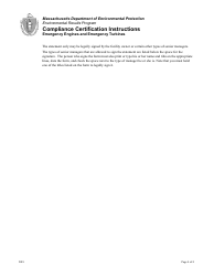 Instructions for Installation Compliance Certification for New Emergency Engines and Emergency Turbines - Massachusetts, Page 4