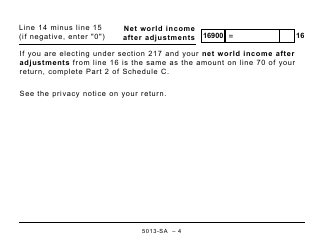 Form 5013-SA Schedule A Statement of World Income - Large Print - Canada, Page 4