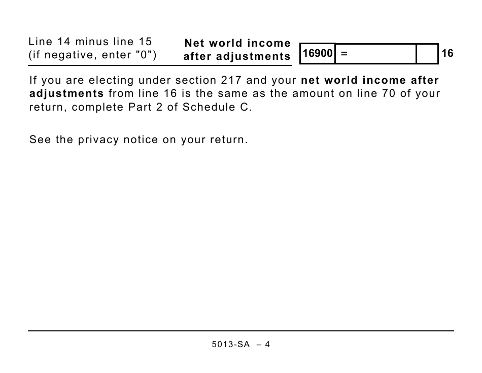 Form 5013-SA Schedule A Statement of World Income - Large Print - Canada, Page 4