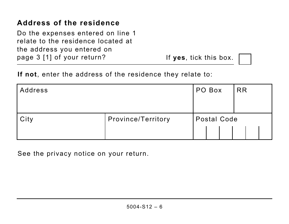 Form 5004-S12 Schedule NB(S12) New Brunswick Seniors Home Renovation Tax Credit - Large Print - Canada, Page 6