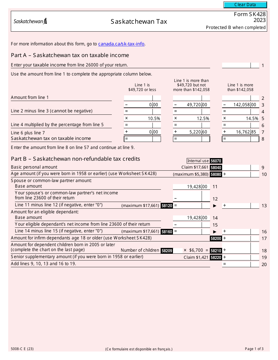 Form 5008-C (SK428) Download Fillable PDF or Fill Online Saskatchewan ...