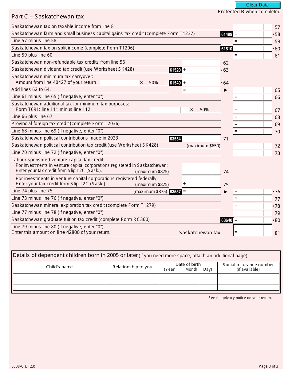 Form 5008-C (SK428) Saskatchewan Tax - Canada, Page 3