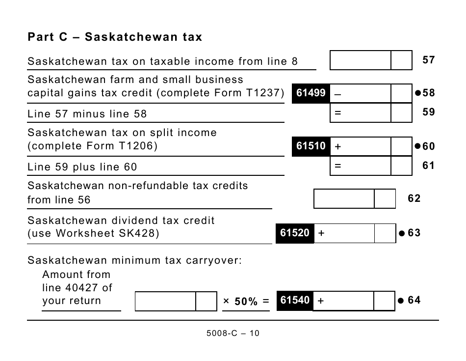 Form 5008-C (SK428) Saskatchewan Tax - Large Print - Canada, Page 10