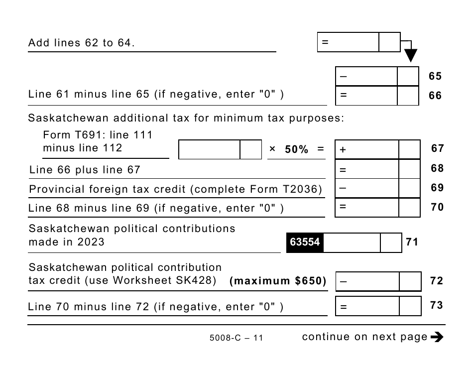 Form 5008-C (SK428) Saskatchewan Tax - Large Print - Canada, Page 11