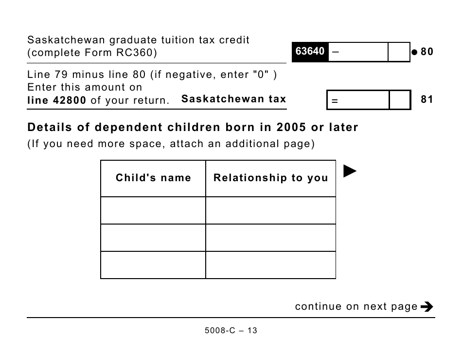 Form 5008-C (SK428) Saskatchewan Tax - Large Print - Canada, Page 13