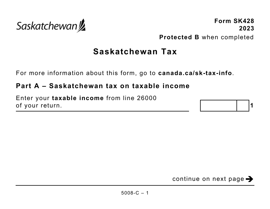 Form 5008-C (SK428) Saskatchewan Tax - Large Print - Canada, Page 1