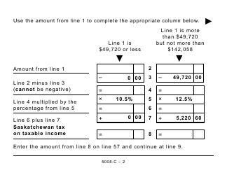 Form 5008-C (SK428) Saskatchewan Tax - Large Print - Canada, Page 2