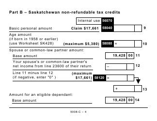 Form 5008-C (SK428) Saskatchewan Tax - Large Print - Canada, Page 4