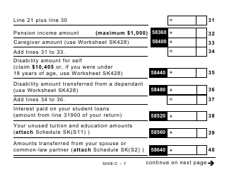 Form 5008-C (SK428) Saskatchewan Tax - Large Print - Canada, Page 7