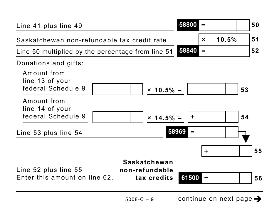 Form 5008-C (SK428) Saskatchewan Tax - Large Print - Canada, Page 9