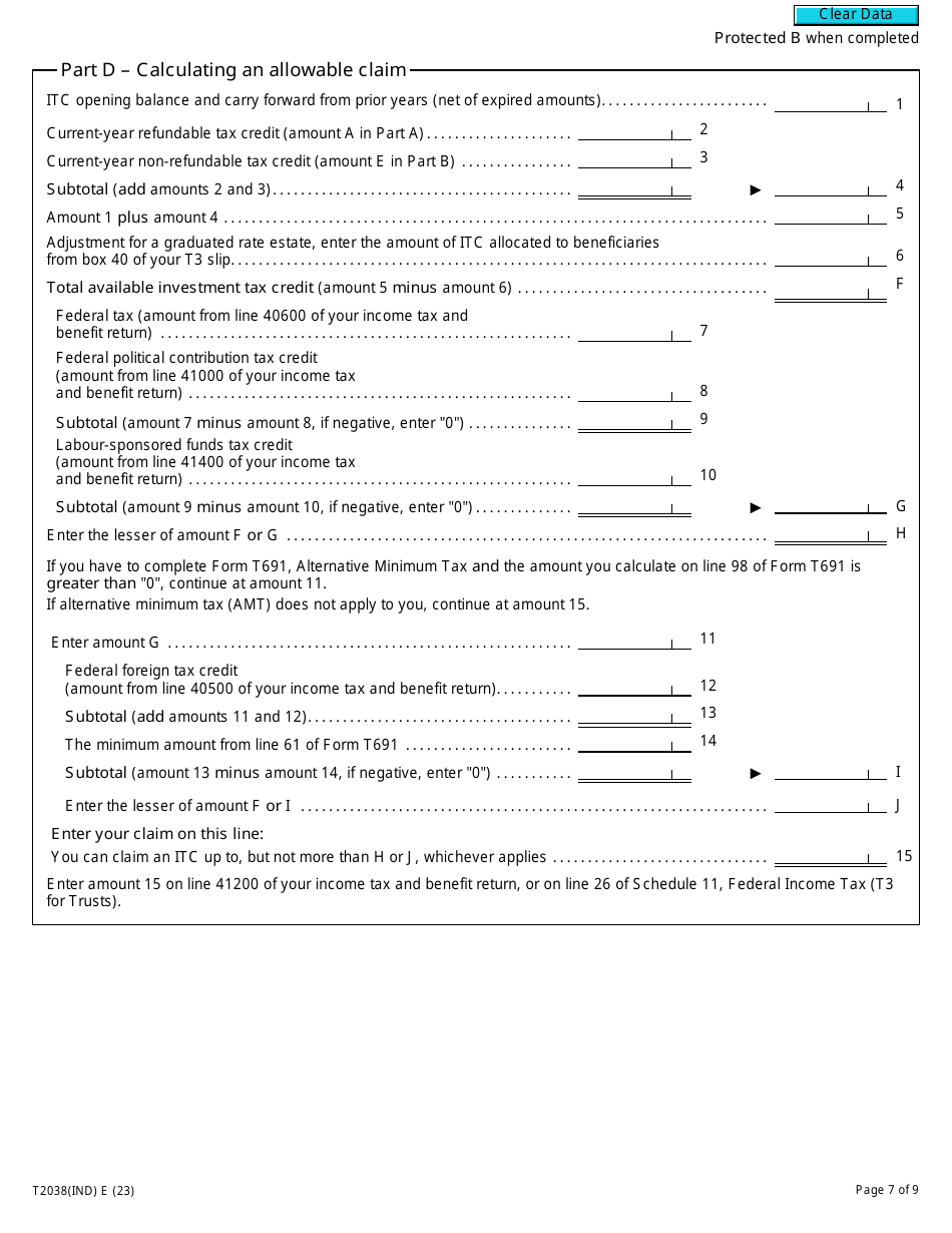 Form T2038(IND) Investment Tax Credit (Individuals) - Canada, Page 7