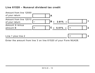 Form 5014-D Worksheet NU428 Nunavut - Large Print - Canada, Page 10