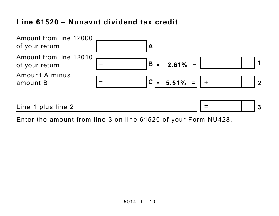 Form 5014-D Worksheet NU428 Nunavut - Large Print - Canada, Page 10