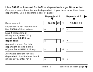 Form 5014-D Worksheet NU428 Nunavut - Large Print - Canada, Page 3