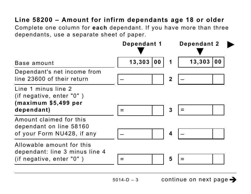 Form 5014-D Worksheet NU428 Nunavut - Large Print - Canada, Page 3