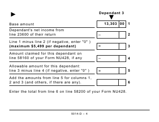 Form 5014-D Worksheet NU428 Nunavut - Large Print - Canada, Page 4