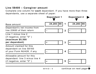 Form 5014-D Worksheet NU428 Nunavut - Large Print - Canada, Page 5