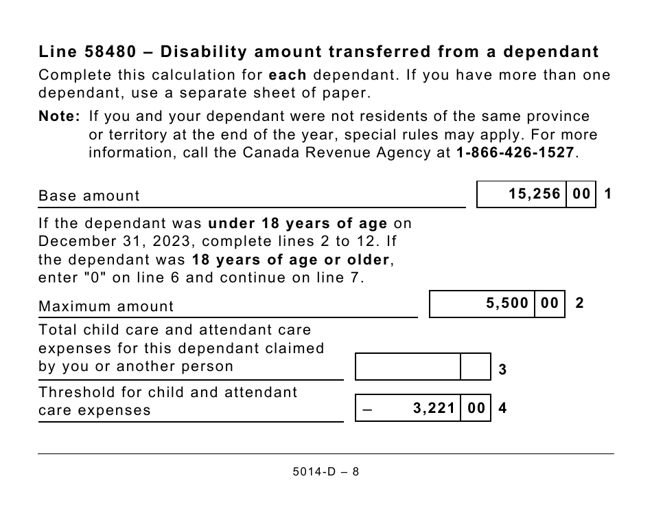 Form 5014-D Worksheet NU428 Nunavut - Large Print - Canada, Page 8