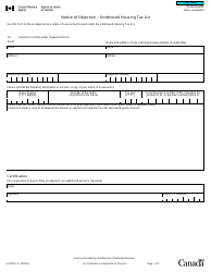 Form UHT0001 Notice of Objection - Underused Housing Tax Act - Canada