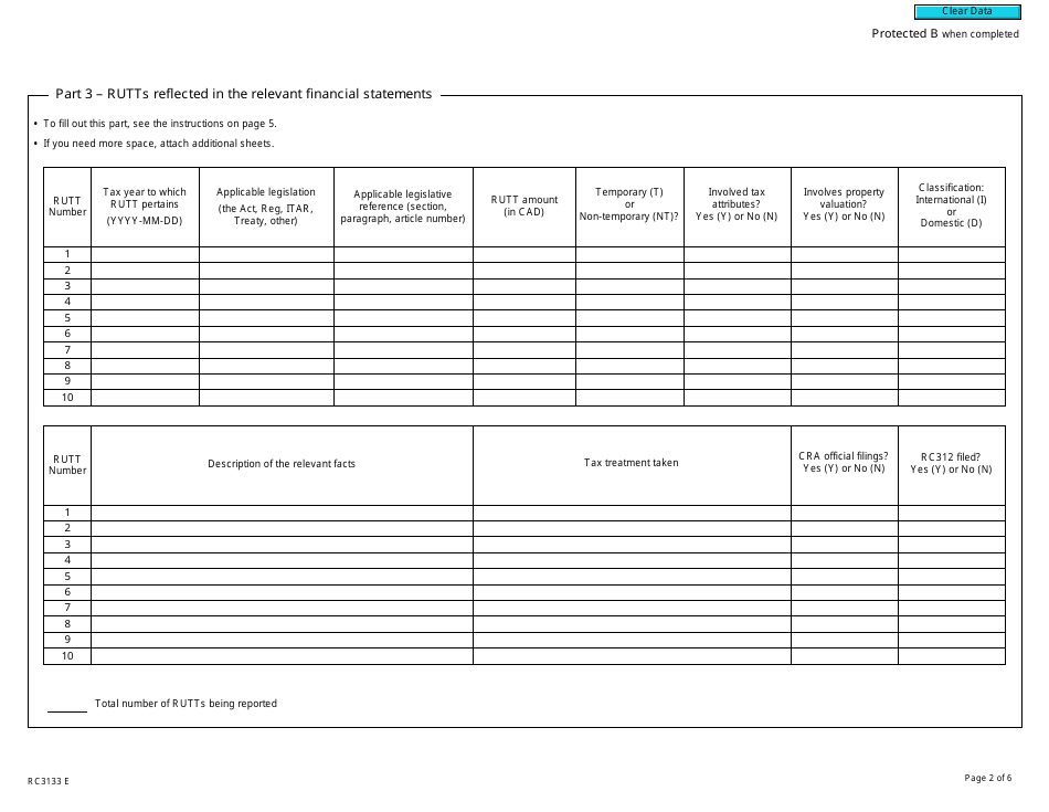 Form RC3133 Reportable Uncertain Tax Treatments Information Return (2023 and Later Tax Years) - Canada, Page 2