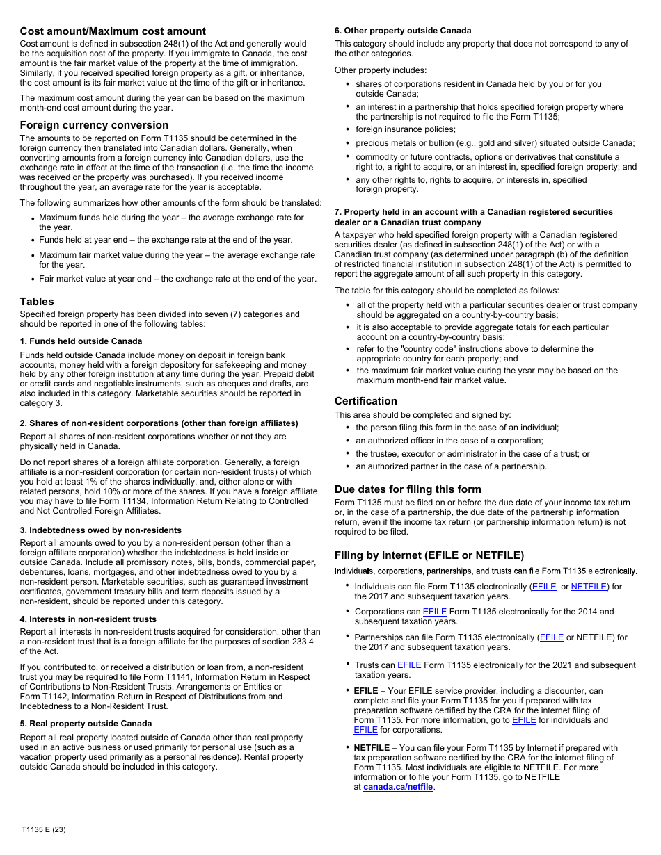 Form T1135 Foreign Income Verification Statement - Canada, Page 5