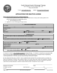 Document preview: Application for Inactive License - South Dakota