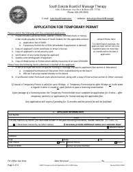 Application for Temporary Permit - South Dakota