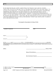 Application for Second Temporary Permit - South Dakota, Page 4