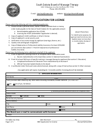 Application for License - South Dakota