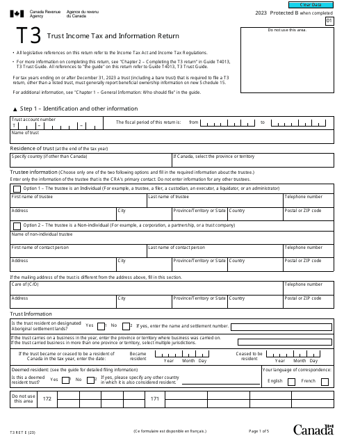 Form T3RET Trust Income Tax and Information Return - Canada