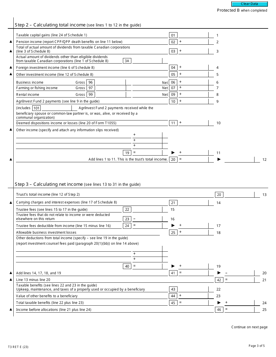 Form T3RET Trust Income Tax and Information Return - Canada, Page 3