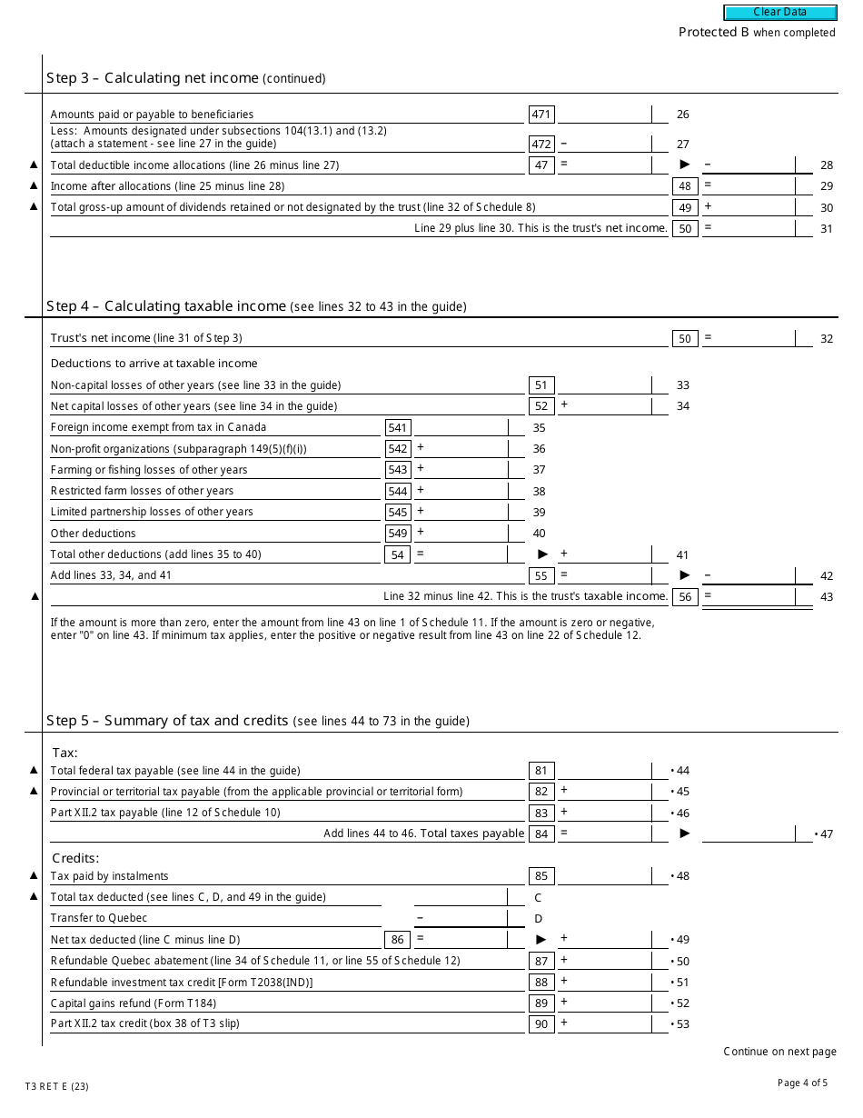 Form T3RET Trust Income Tax and Information Return - Canada, Page 4