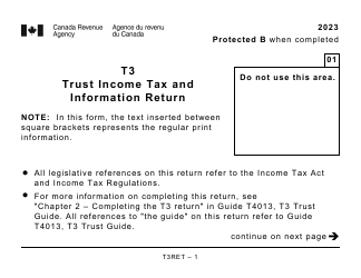 Document preview: Form T3RET Trust Income Tax and Information Return - Large Print - Canada, 2023