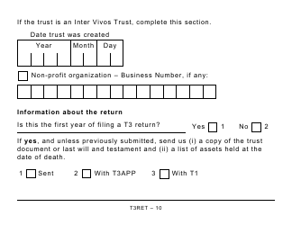 Form T3RET Trust Income Tax and Information Return - Large Print - Canada, Page 10